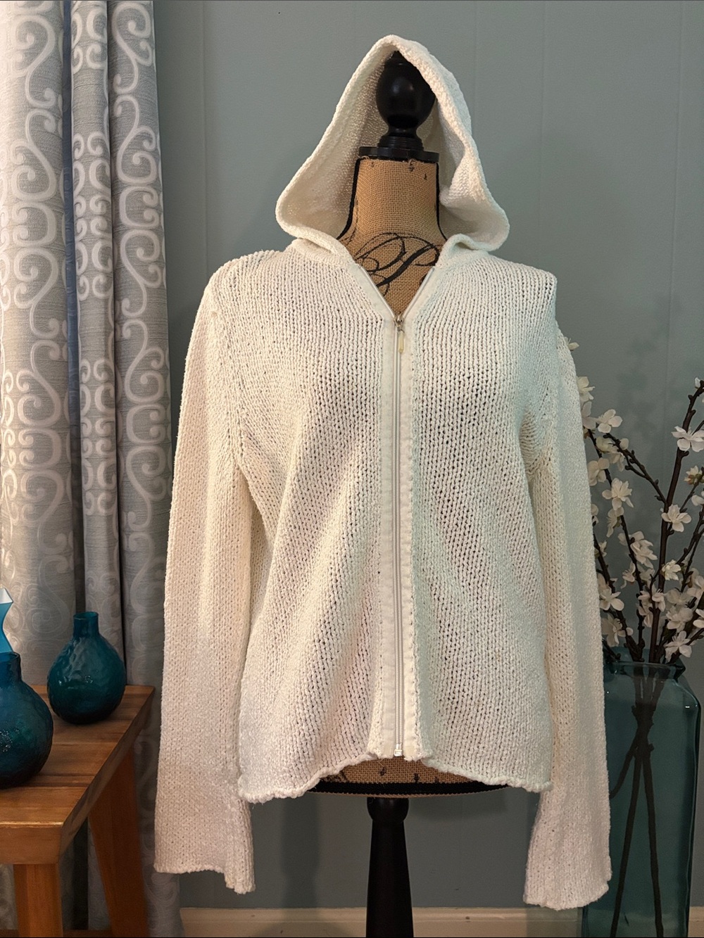 Margaret O'Leary Open Stitch Hooded Beach Sweater